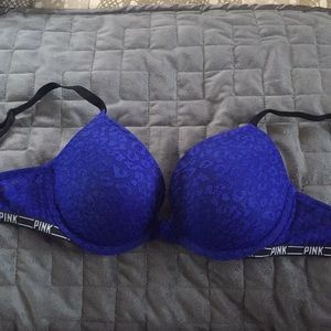 VIctoria Secret PINK blue lace bra